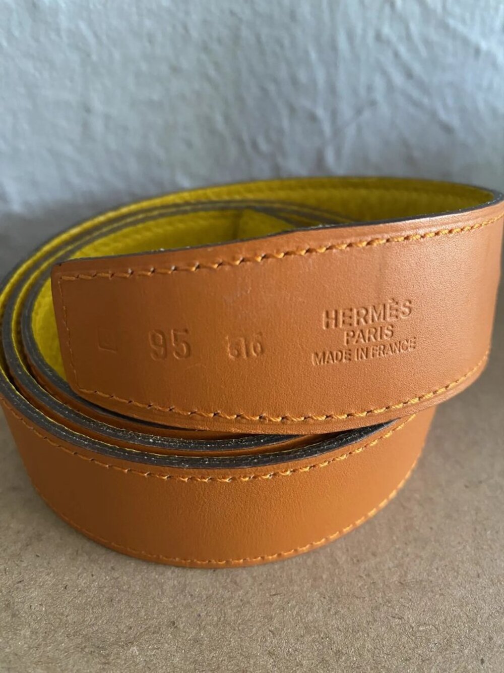 Hermes Orange & Yellow Reversible Belt Strap